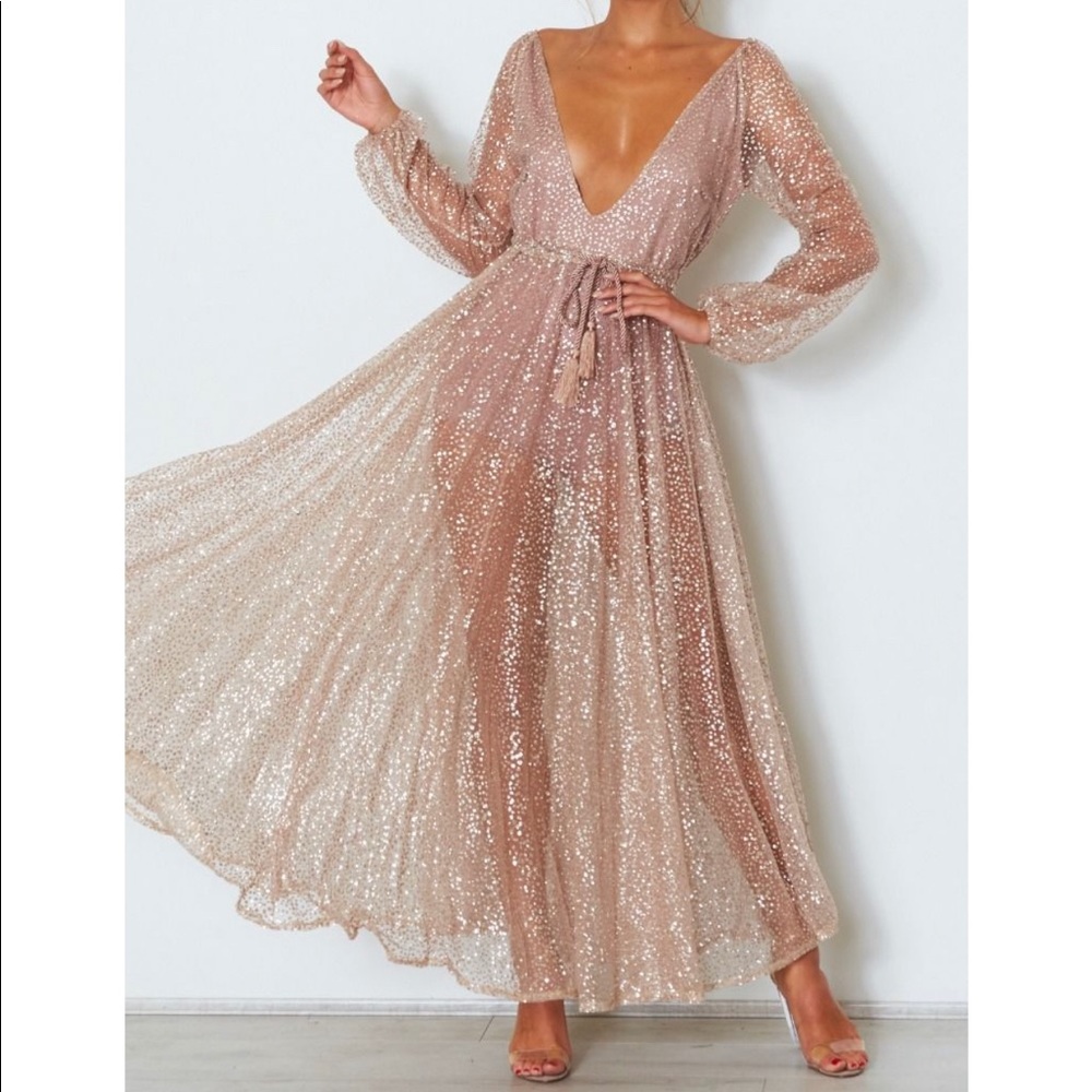 Maxi sparkly sheer dress